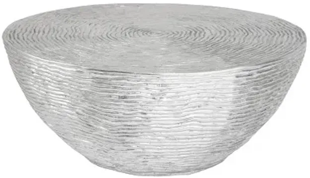 ripple coffee table, resin, silver leaf with antiquing