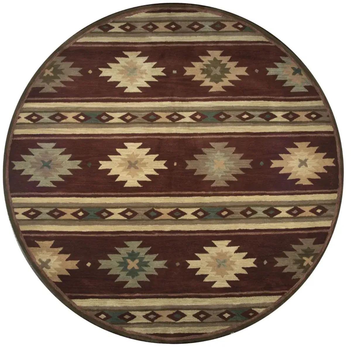 Southwest Red Southwest/Tribal Wool 8' x 8' Round Round  Rug