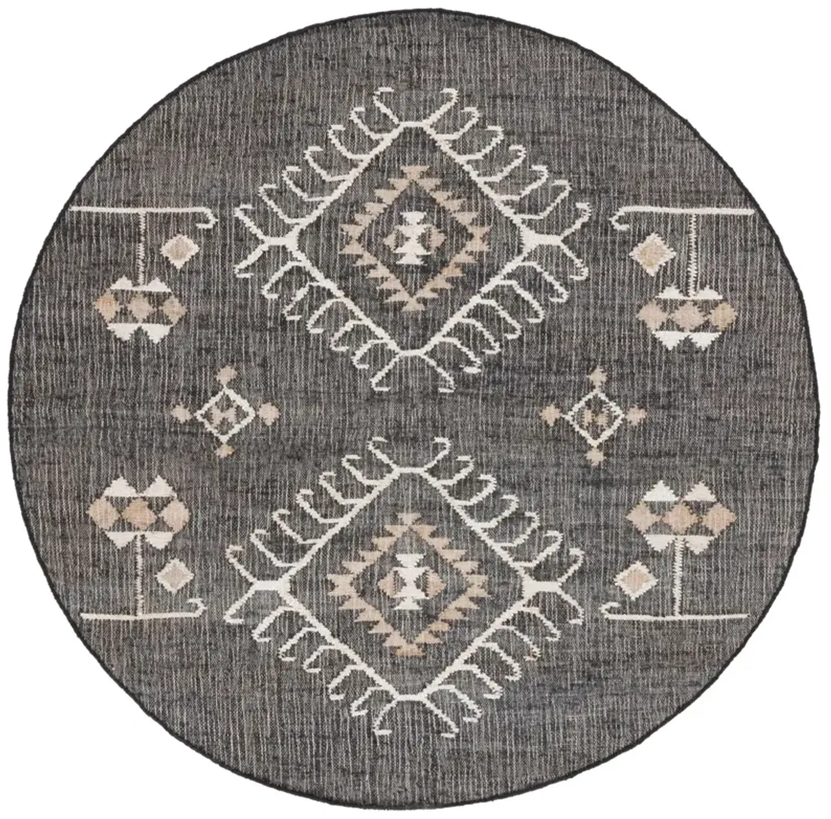 KILIM 762 BLACK  9' x 9' Round Round Rug