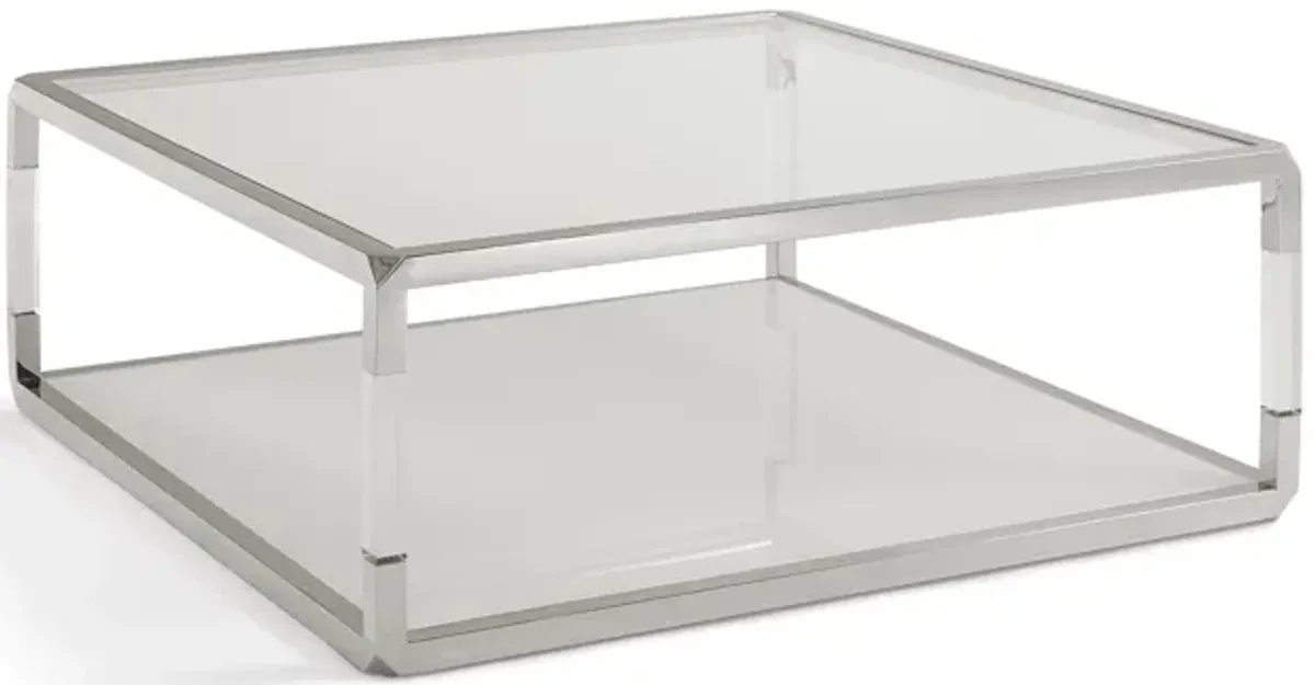 Jasper Square Coffee Table In Acrylic/white Glass/pss