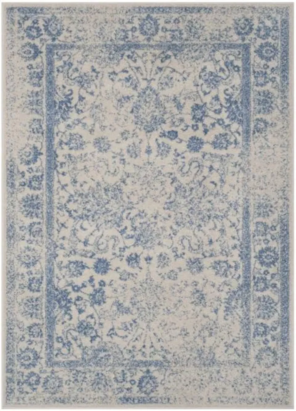 Adirondack Contemporary Ivory / Light Blue 5'-1" X 7'-6" Powerloomed Rug