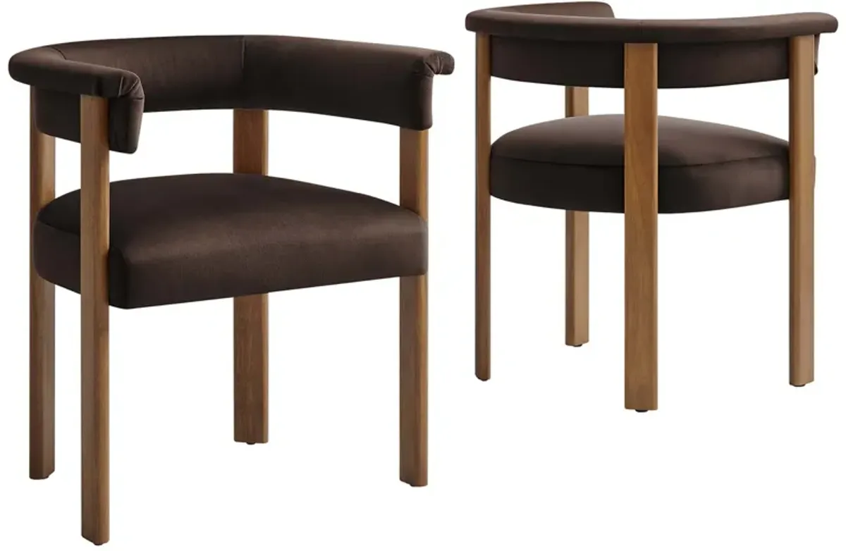 Imogen Performance Velvet Barrel Dining Chairs Set of 2 by Modway