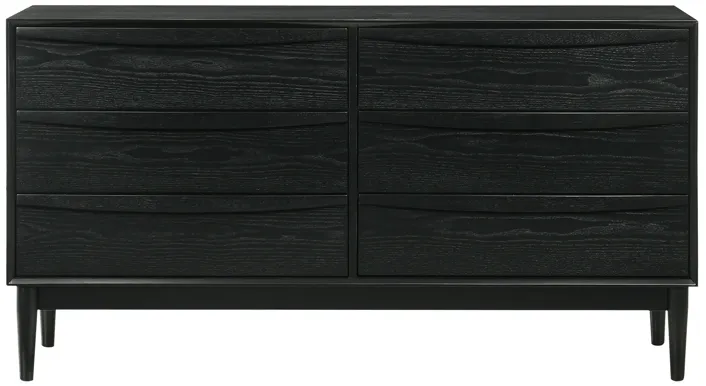 Artemio 6 Drawer Wood Dresser in Black Finish