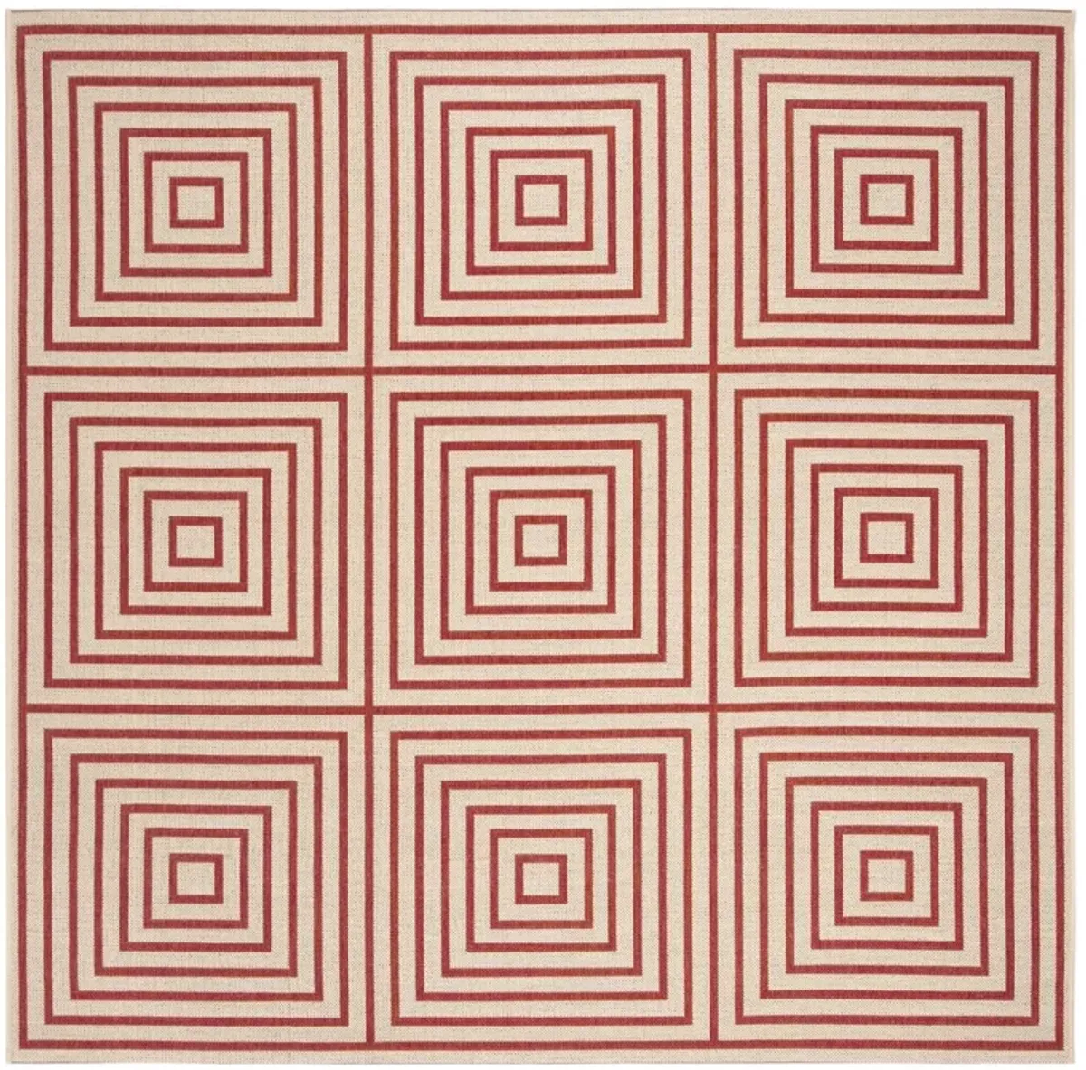 BEACH HOUSE 123 Red 6'-7' X 6'-7' Square Square Rug