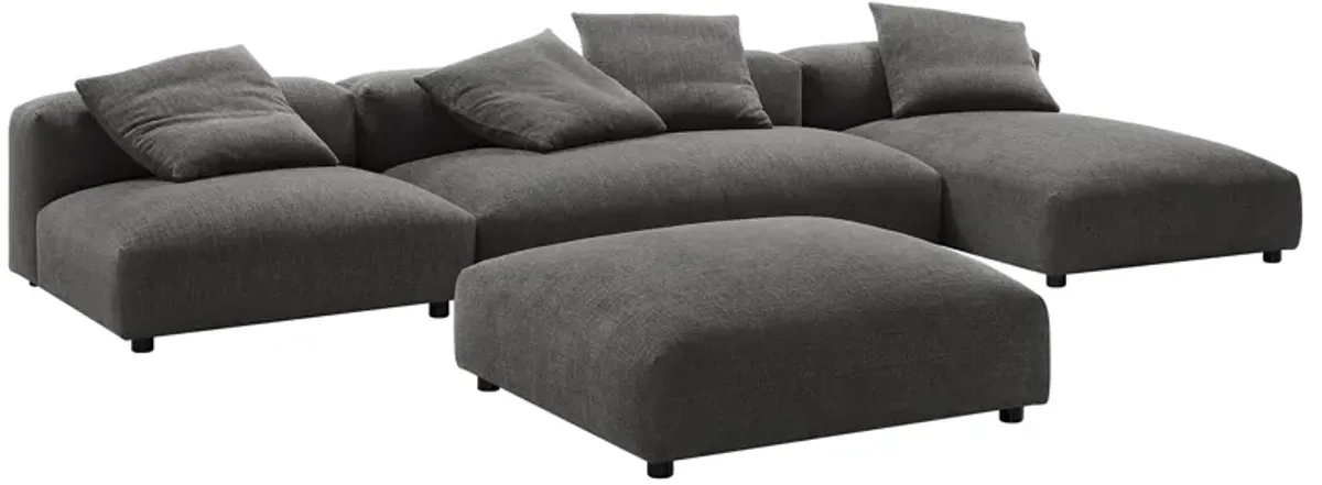 Solace 4-Piece Modular Upholstered Fabric Sectional Sofa With Ottoman by Modway