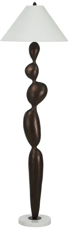 Elle 64.25" Tall Matte Dark Bronze Floor Lamp with Tapered Linen Shade