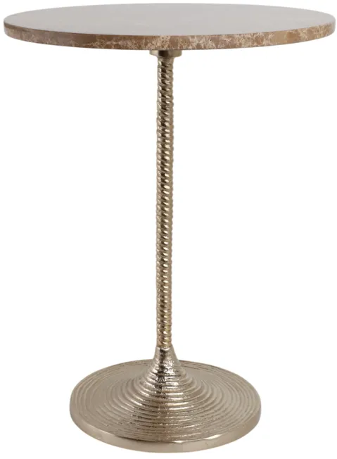 20x16" Twisted Accent Table Marble Top, Tan/gold