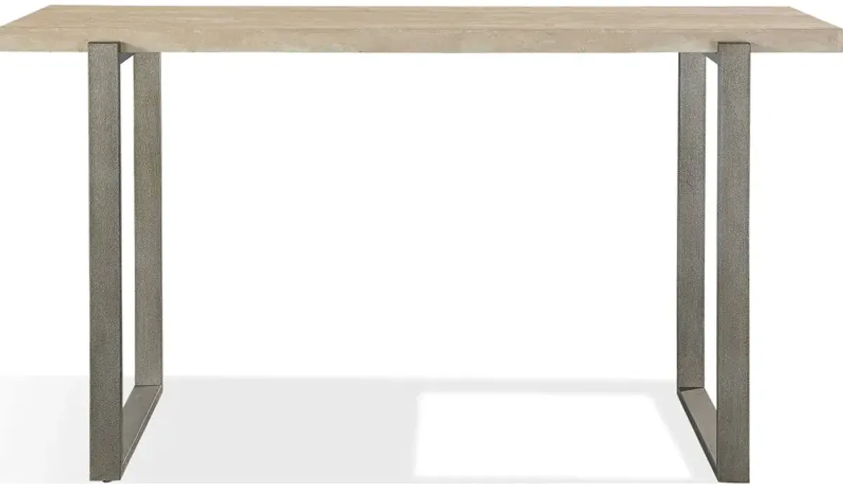 Ariela Natural Travertine Console Table With Bronze Metal Base