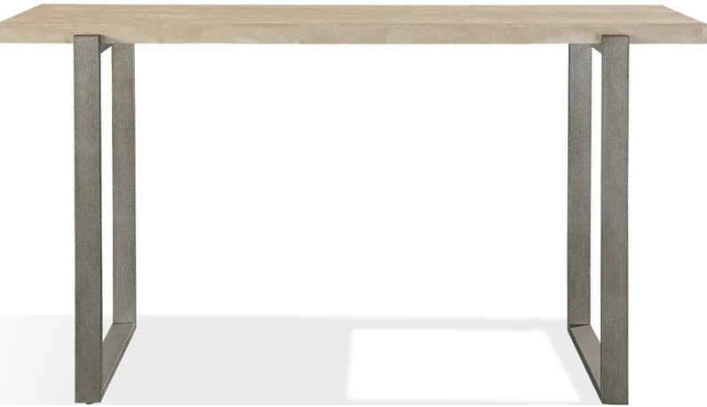 Ariela Natural Travertine Console Table With Bronze Metal Base