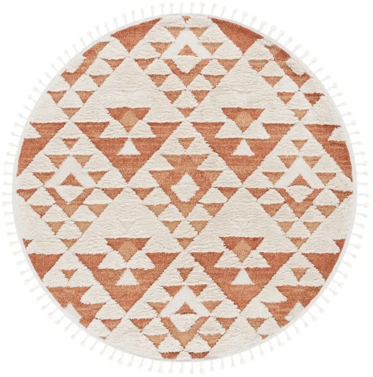 MOROCCAN TASSEL SHAG 688 IVORY  6'-7' x 6'-7' Round Round Rug