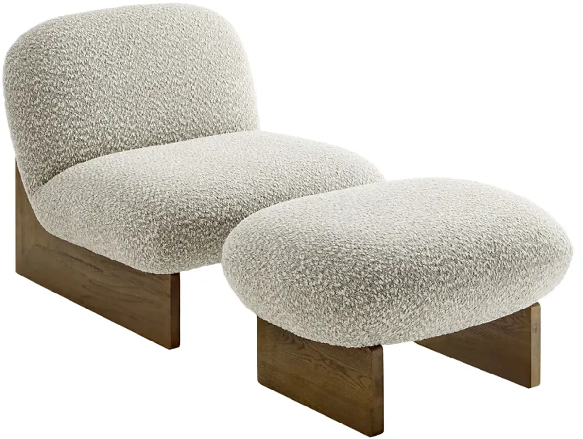 Loyal Boucle Fabric Accent Chair and Ottoman Set by Modway
