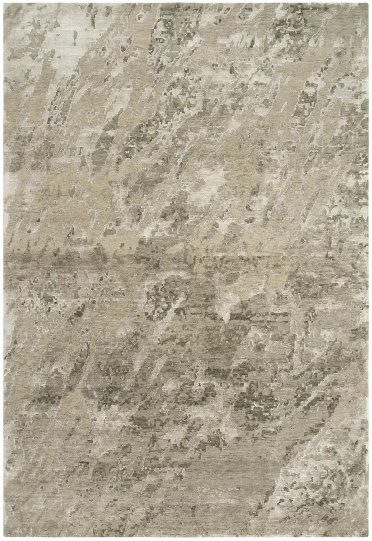 Finesse Beige Abstract Hand Spun New Zealand Wool/Tencel 2' x 3'  Rectangle Rug