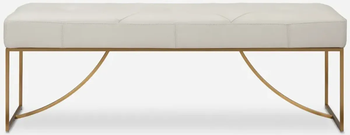 Swale Ivory Leather Bench
