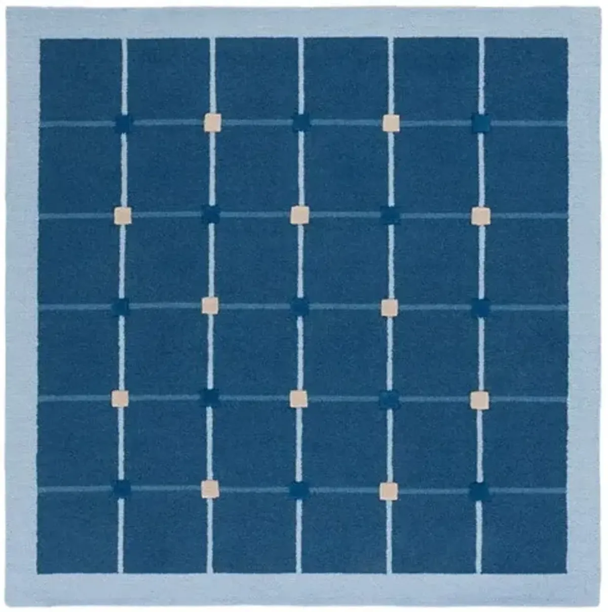 GENRE 205 CHECKERED Blue 6' X 6' Square Square Rug