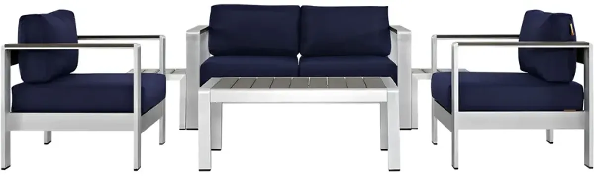 Shore 6 Piece Outdoor Patio Aluminum Sectional Sofa Set
