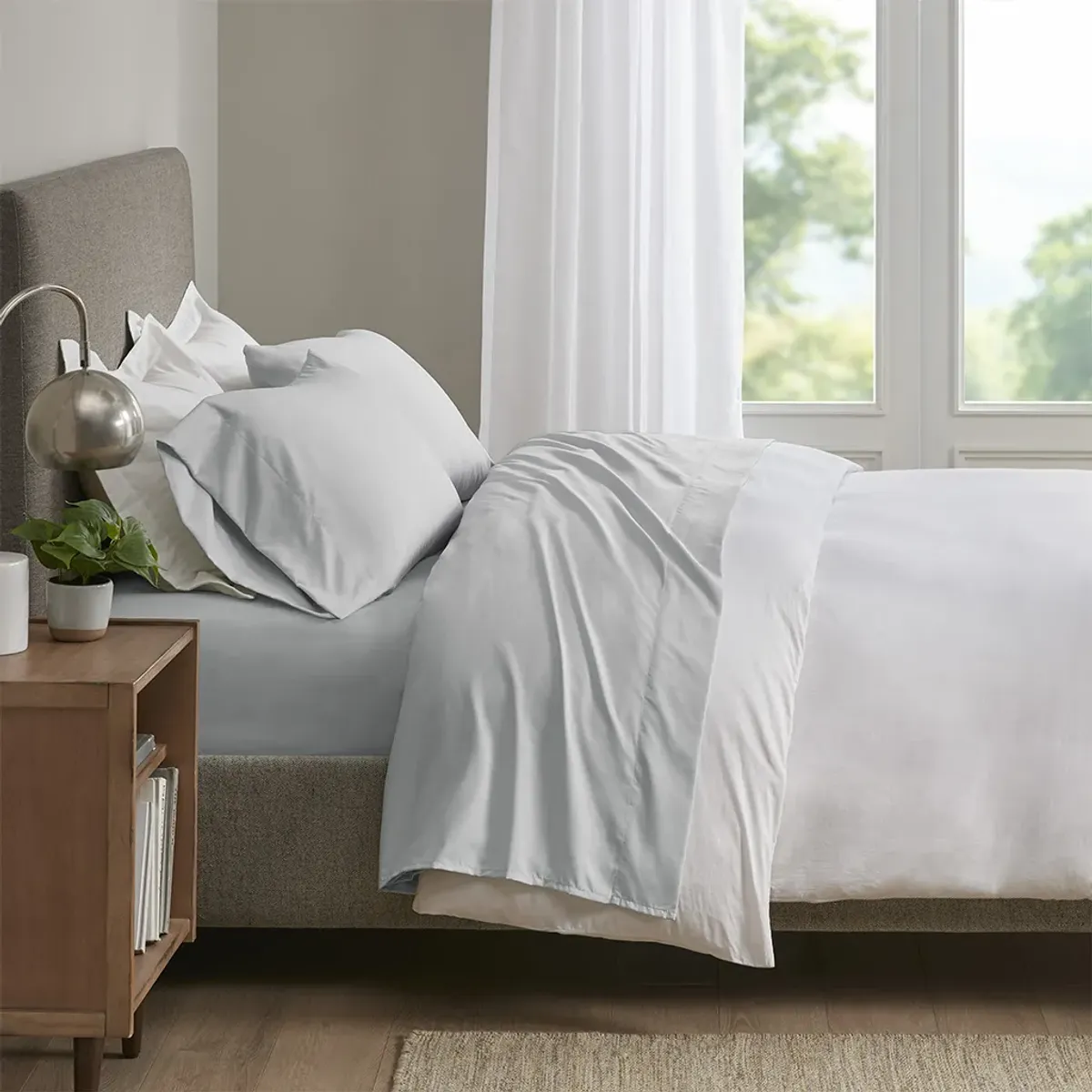 Sleep Philosophy Smart Cool Microfiber Light Grey Sheet Set