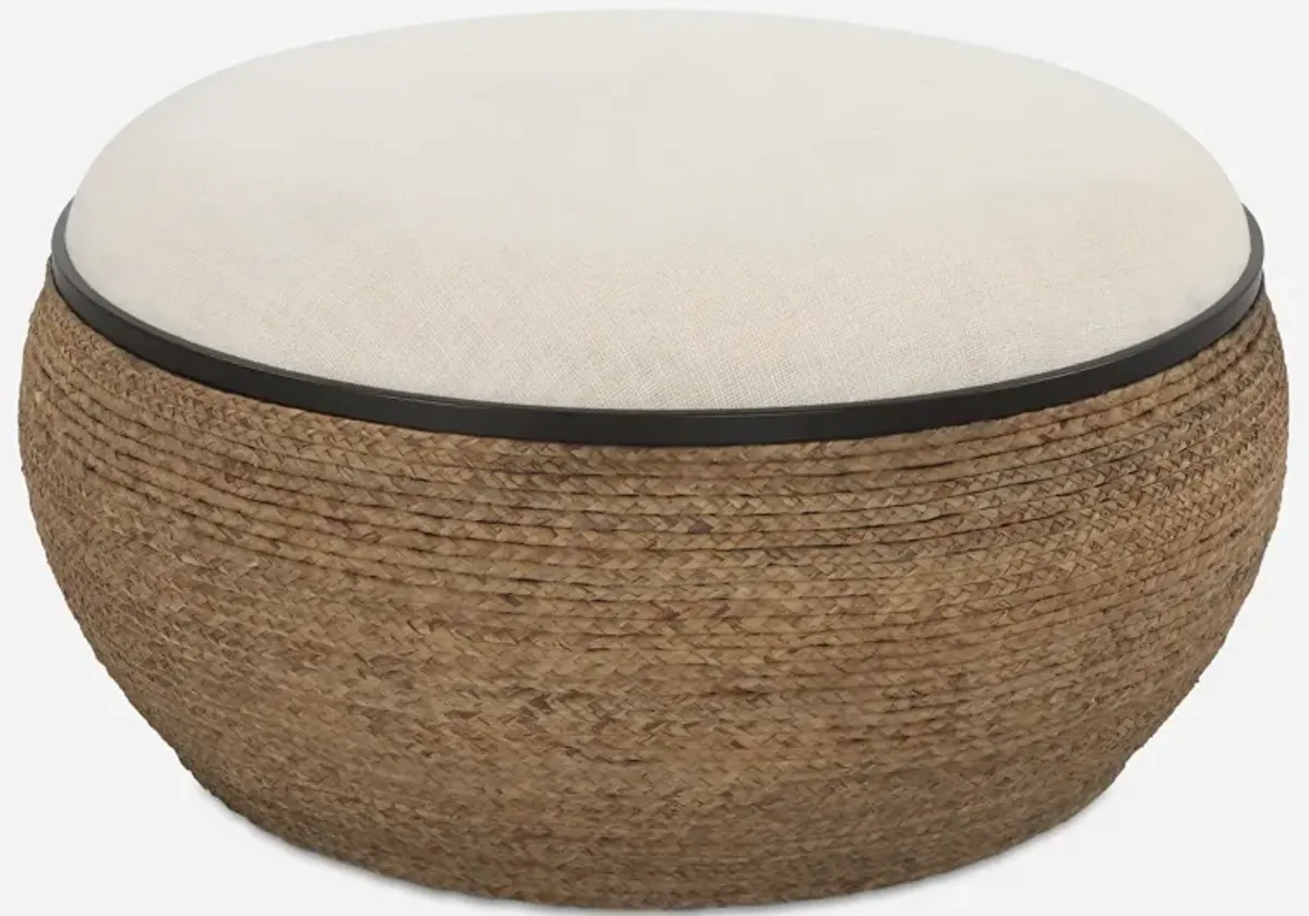 Island Straw Storage Ottoman / Coffee Table