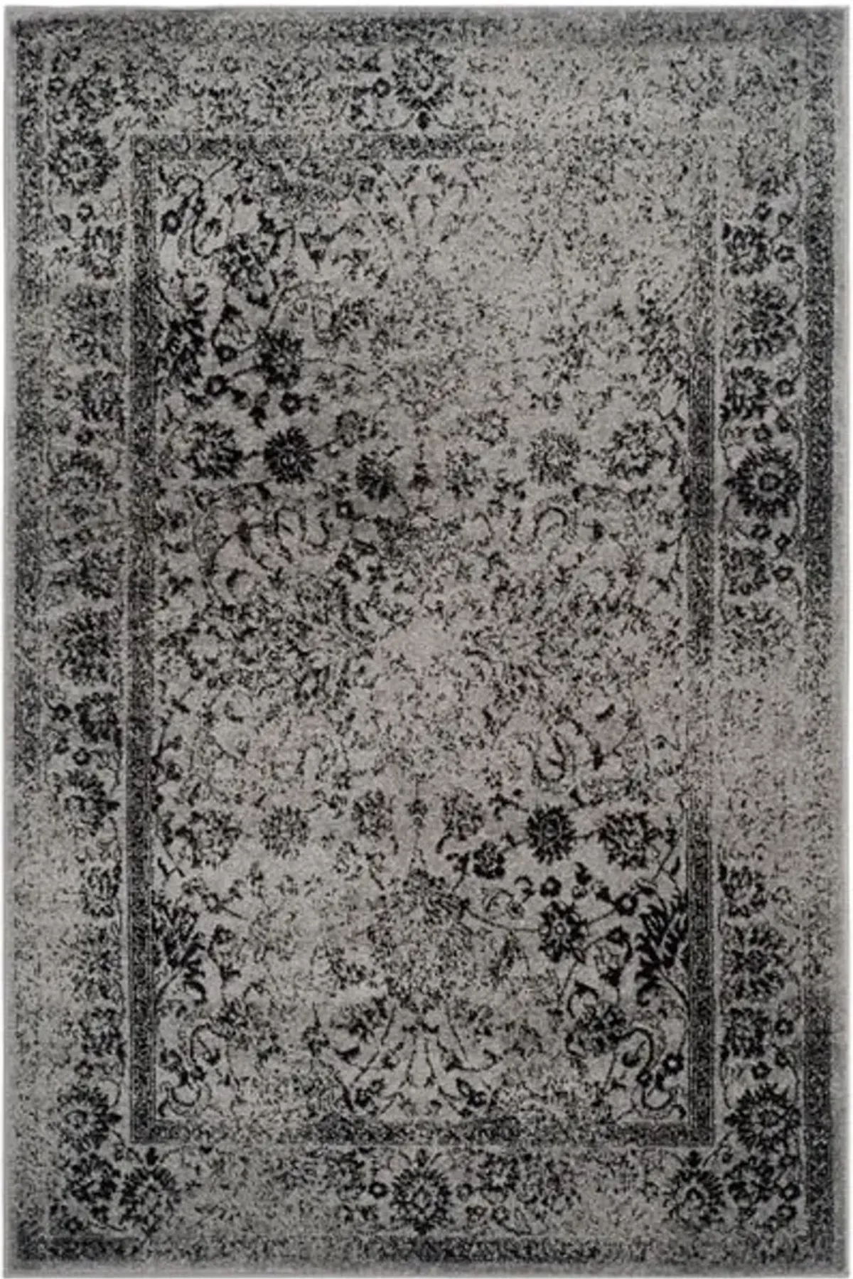 Adirondack Contemporary Grey / Black 2'-6" X 14' Powerloomed Rug