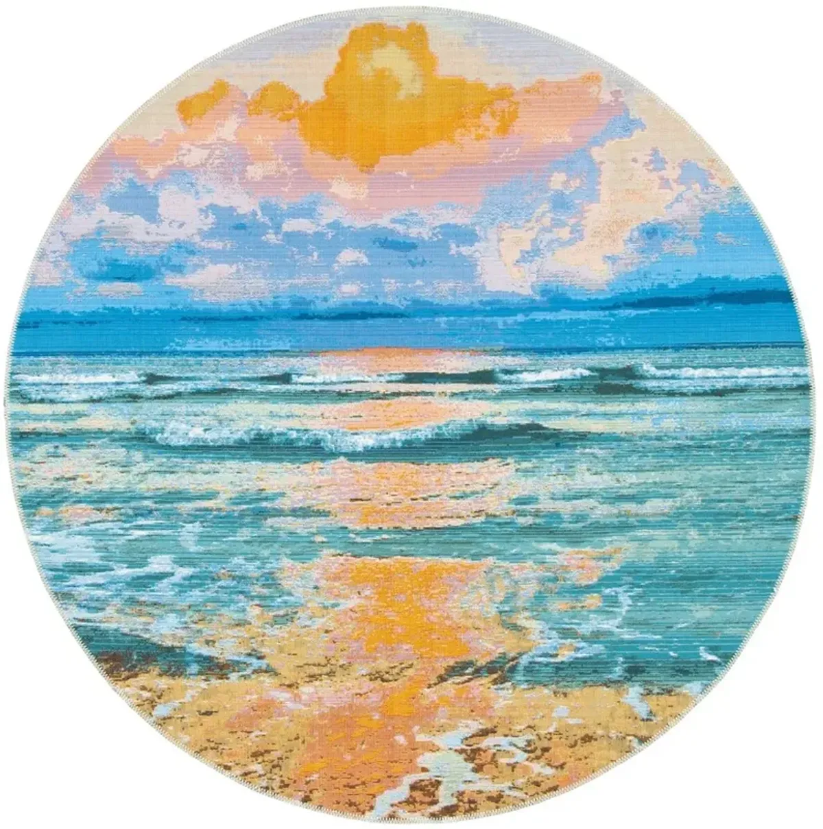 BARBADOS 581 Blue 6'-6' X 6'-6' Round Round Rug