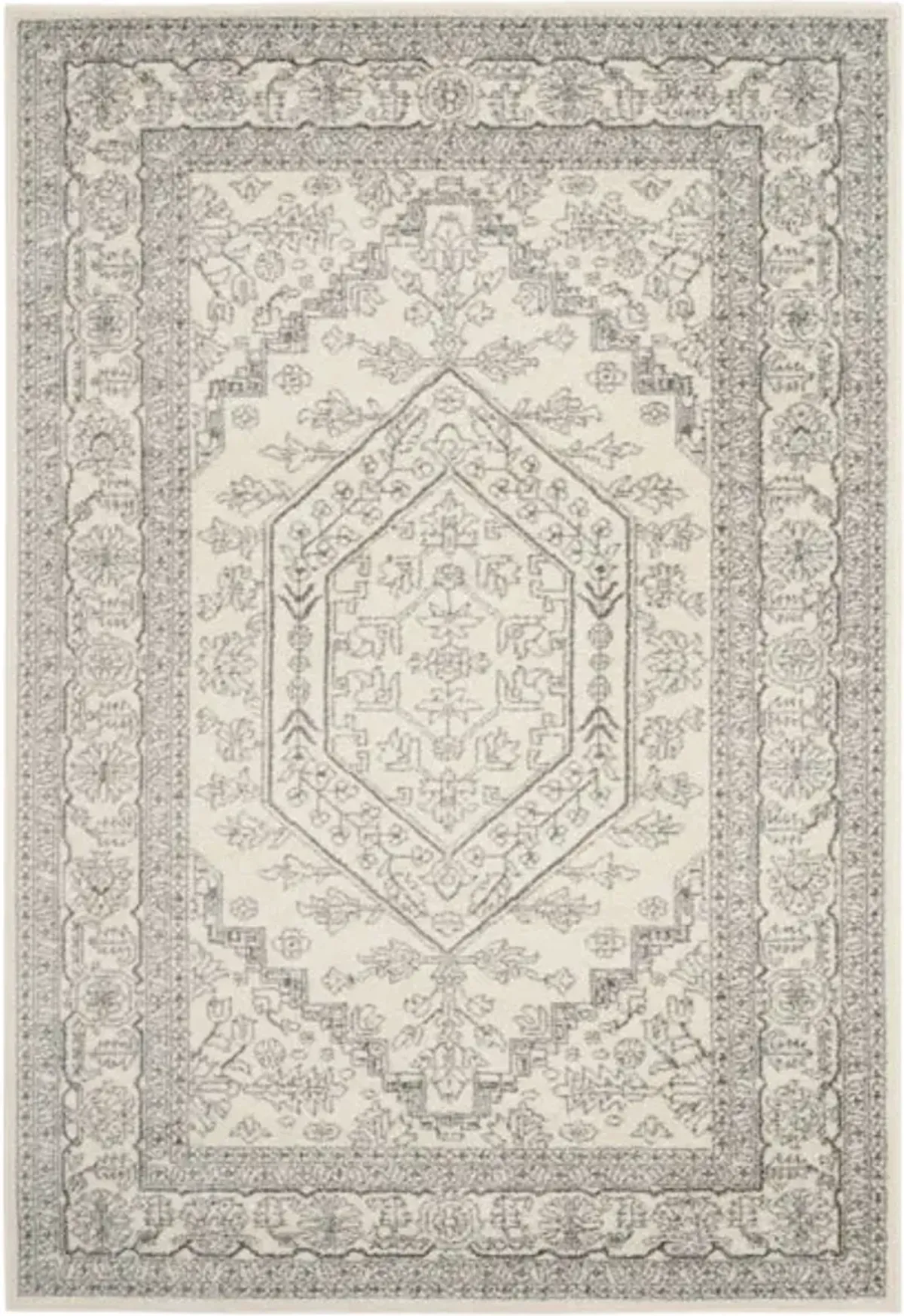 Adirondack Contemporary Ivory / Silver 2'-6" X 12' Powerloomed Rug