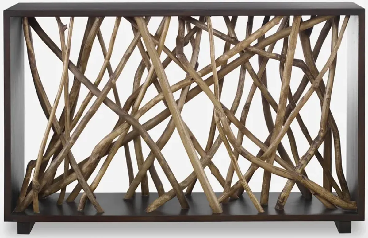 Teak Maze Console Table