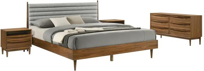 Artemio King 4 Piece Wood Bedroom Set in Walnut Finish