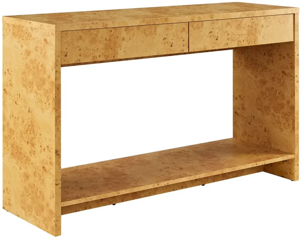 Hudson 2-Drawer Burl Wood Console Table
