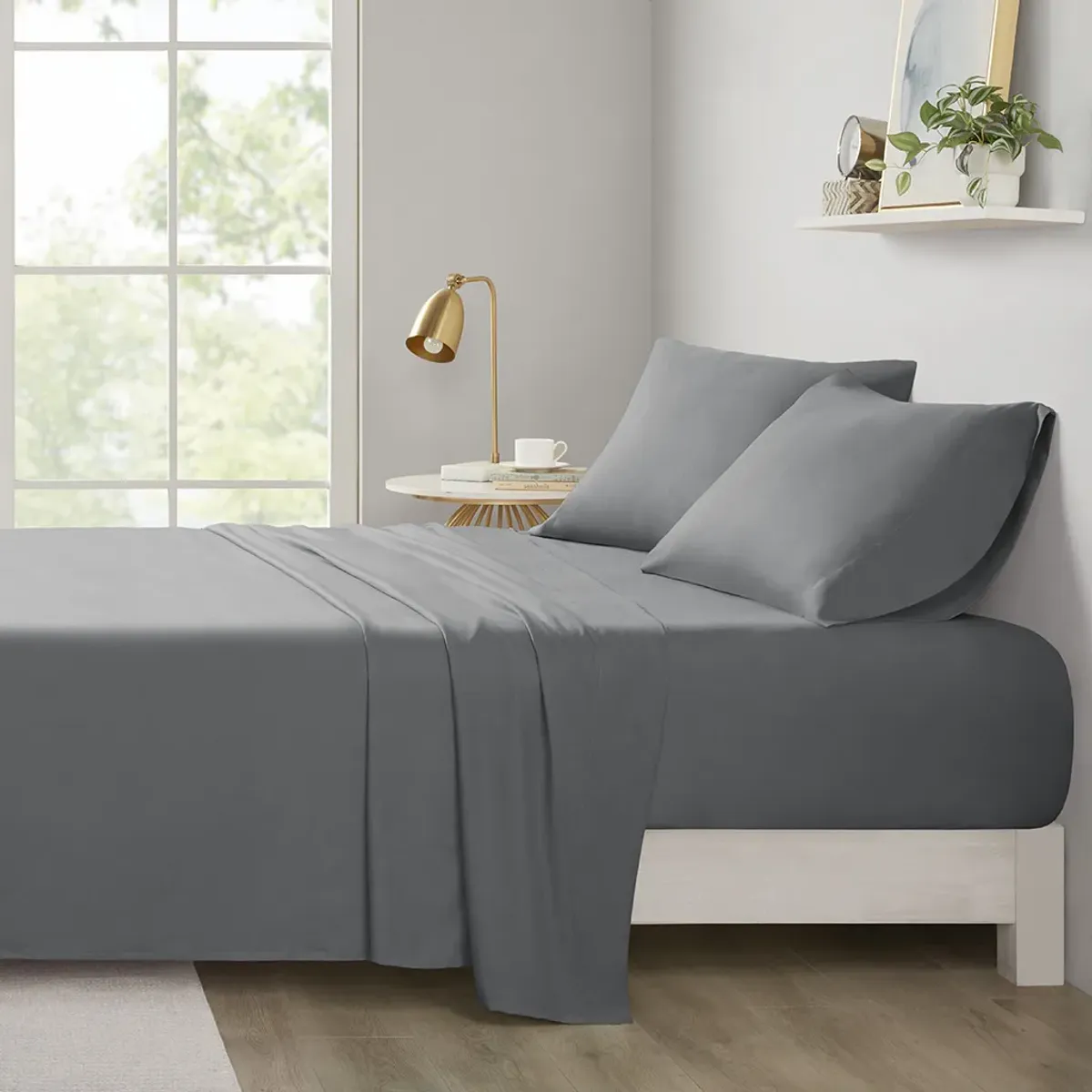 Intelligent Design Microfiber Charcoal All Season Soft Touch Sheet Set