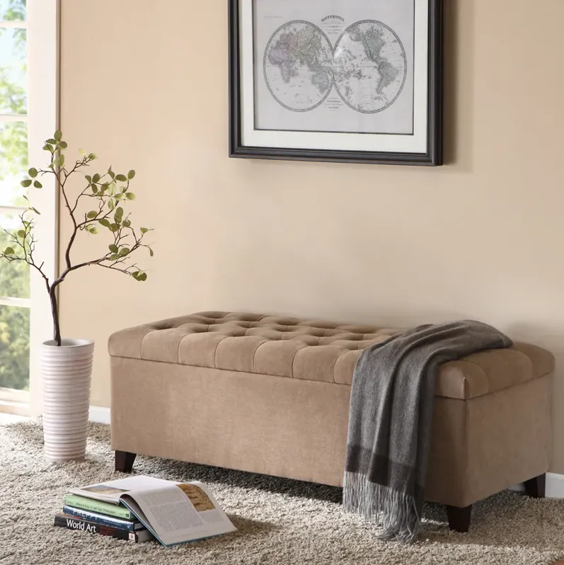 Madison Park Shandra Sand Tufted Top Soft Close Storage Bench