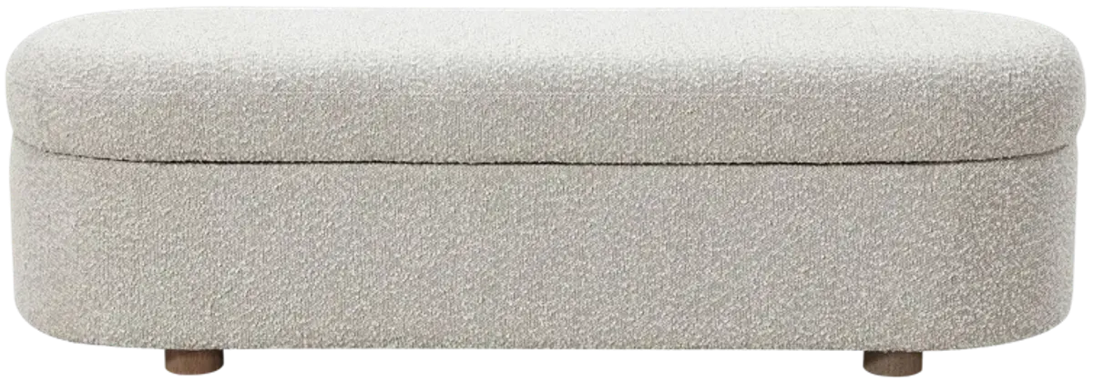 Kiki Upholstered Hinged Storage Bench In Cotton Ball Boucle