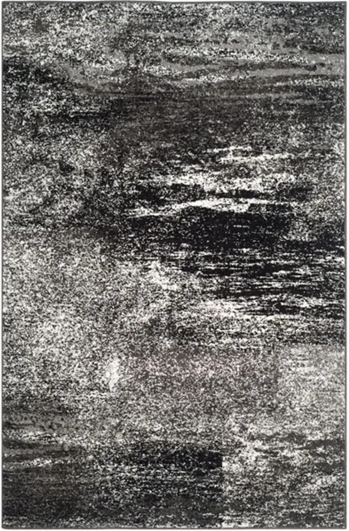 Adirondack Contemporary Silver / Black 2'-6" X 12' Powerloomed Rug