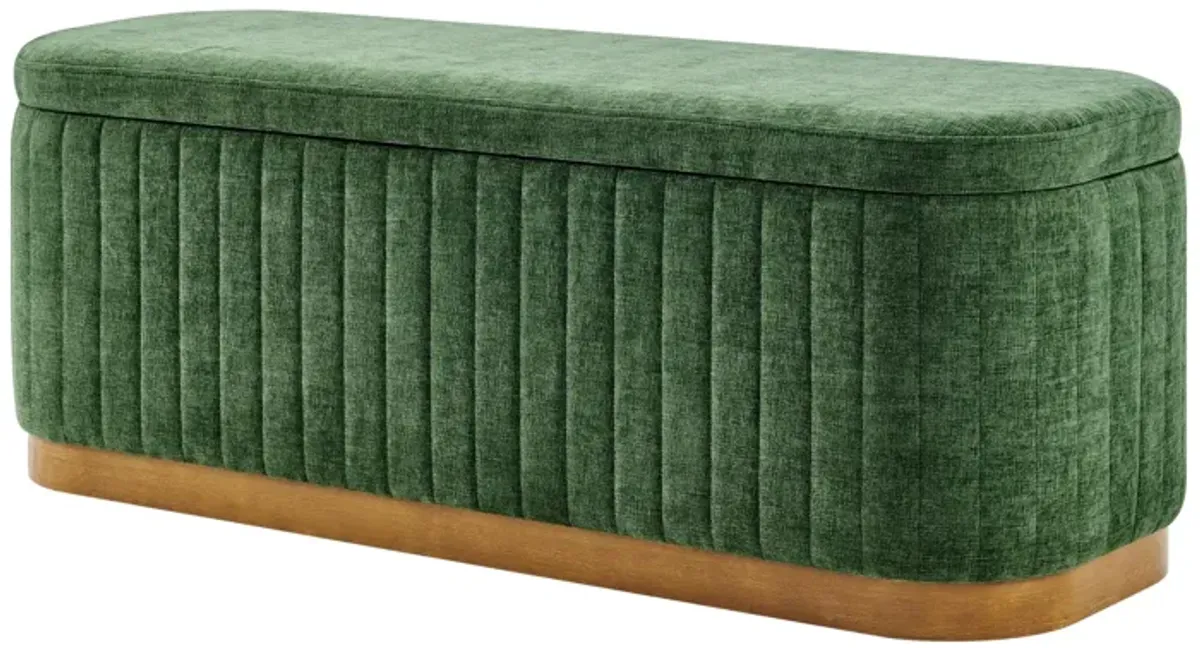 Clinton Chenille Storage Bench, Seneca Green