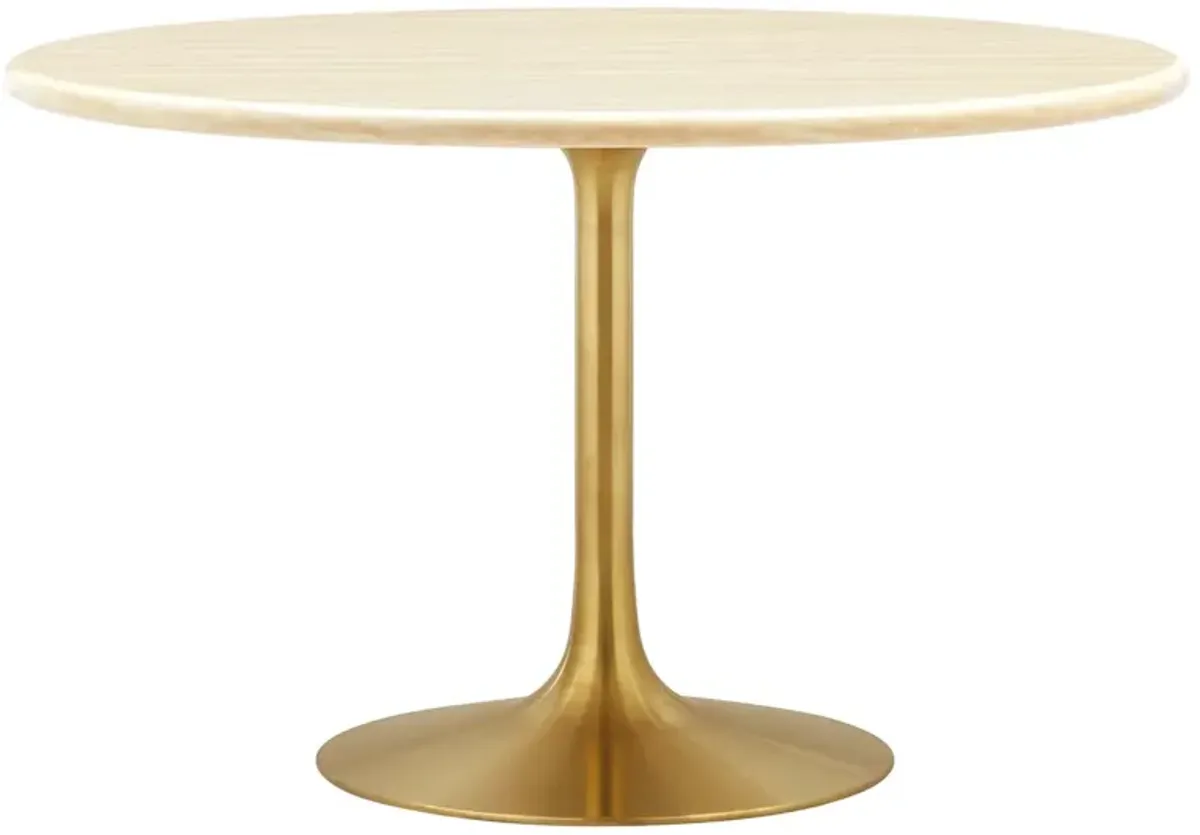 Lippa 48" Round Artificial Travertine  Dining Table