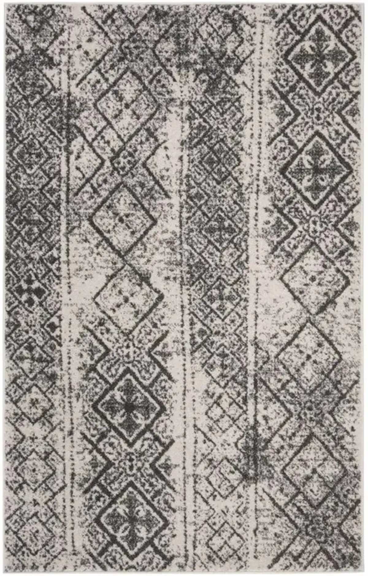 Adirondack Contemporary Silver / Black 2'-6" X 10' Powerloomed Rug