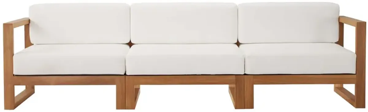 Upland Outdoor Patio Teak Wood 3-Piece Sectional Sofa Set