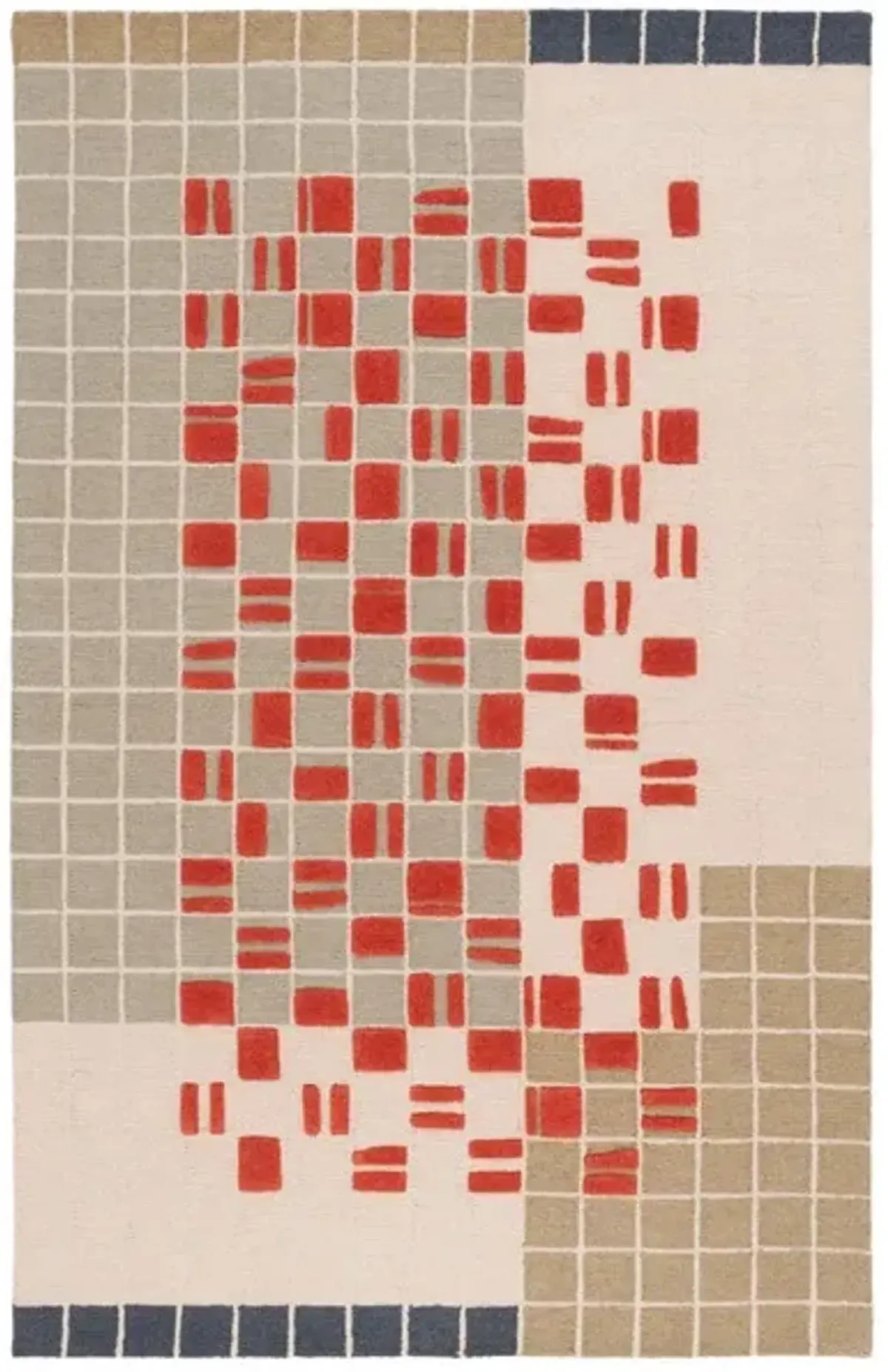 GENRE 206 CHECKERED Grey  8' X 10' Large Rectangle Rug