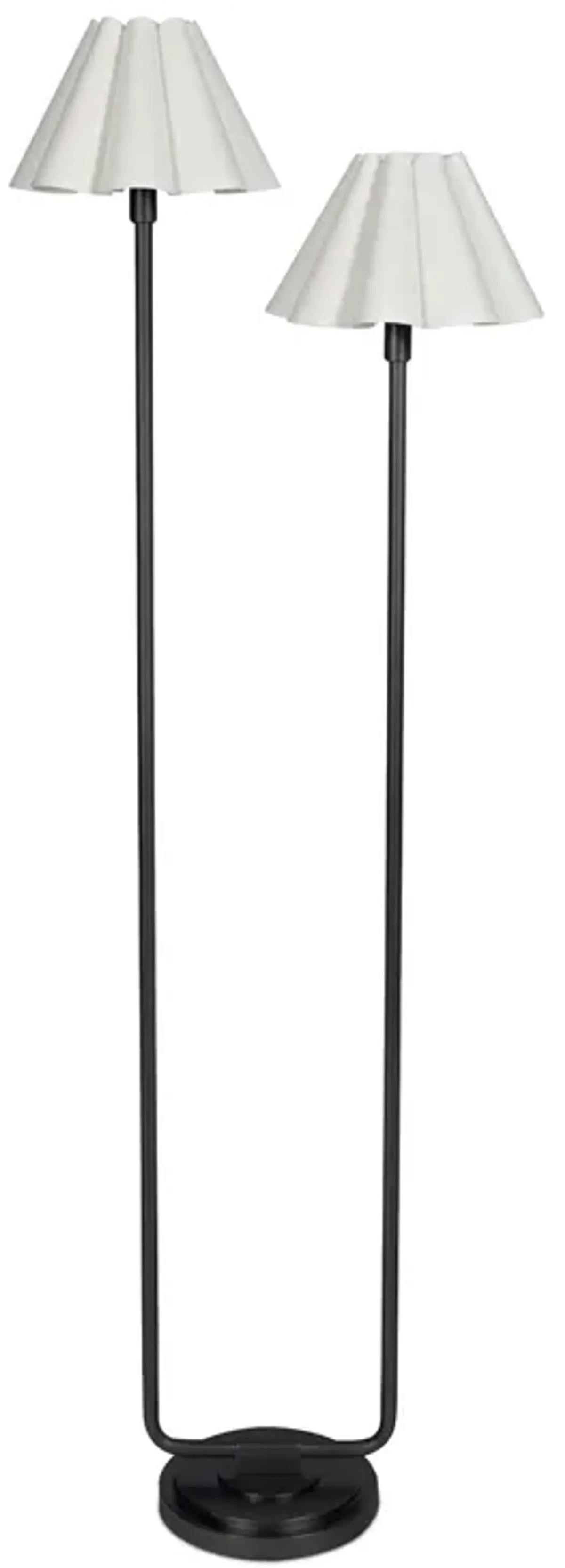 Polly Floor Lamp (Blackened Brass with White Scalloped Shade)