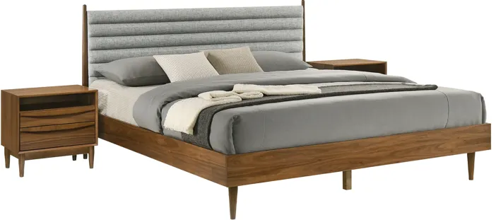 Artemio King 3 Piece Wood Bedroom Set in Walnut Finish