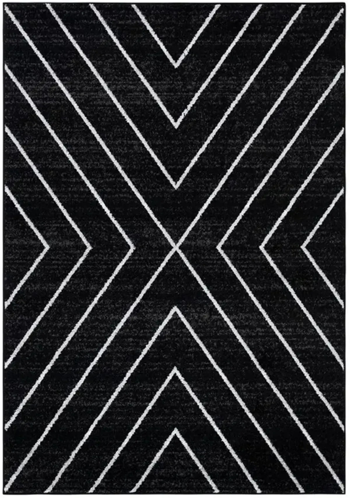 ADIRONDACK Contemporary Black / Light Grey 5'-1" X 7'-6" Powerloomed Rug