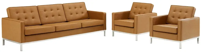 Loft 3 Piece Tufted Upholstered Faux Leather Set