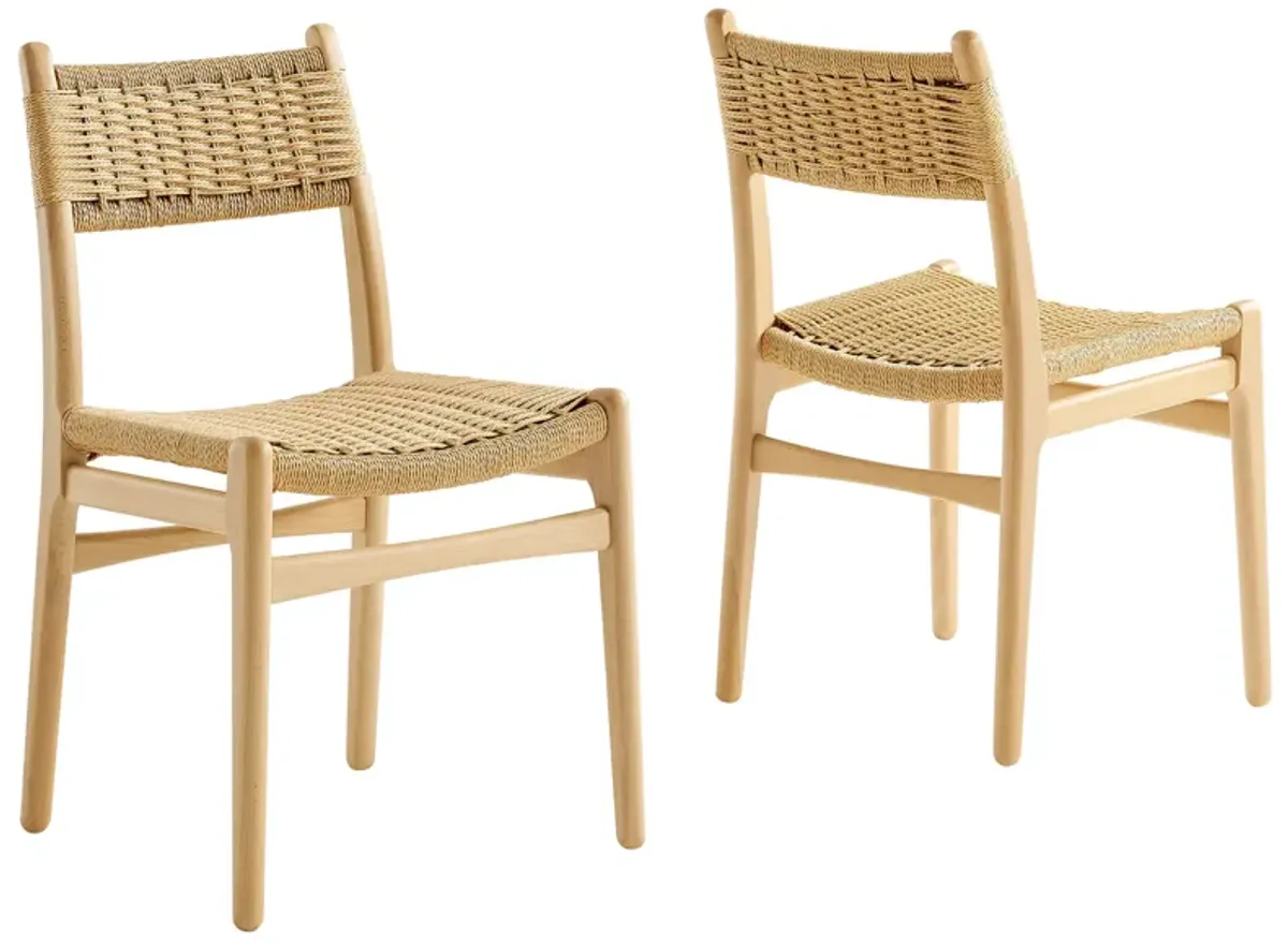 Wynn Rope and Wood Dining Side Chairs Set of 2 by Modway
