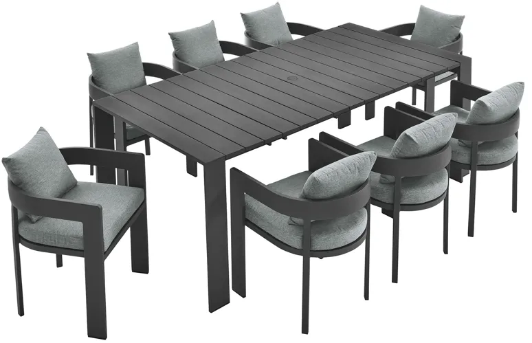 Tahoe 9-Piece Outdoor Patio Aluminum Dining Set by Modway
