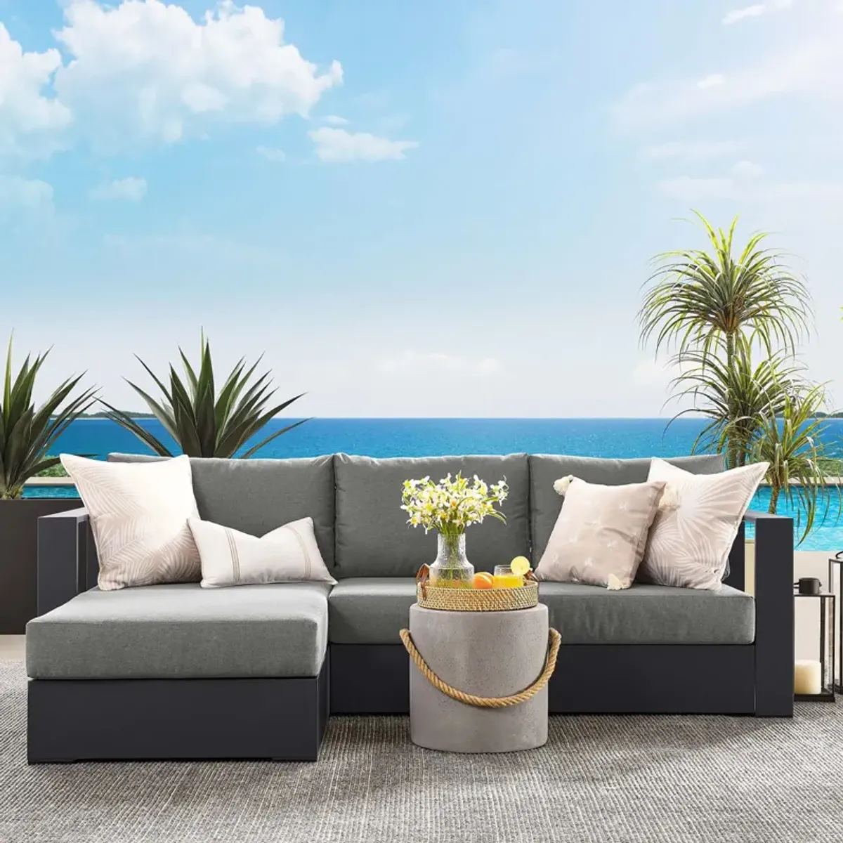 Tahoe 2-Piece Outdoor Patio Left-Facing Chaise Sectional Sofa Set