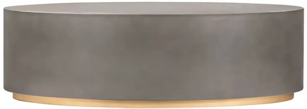 Anais Concrete and Brass Oval Coffee Table