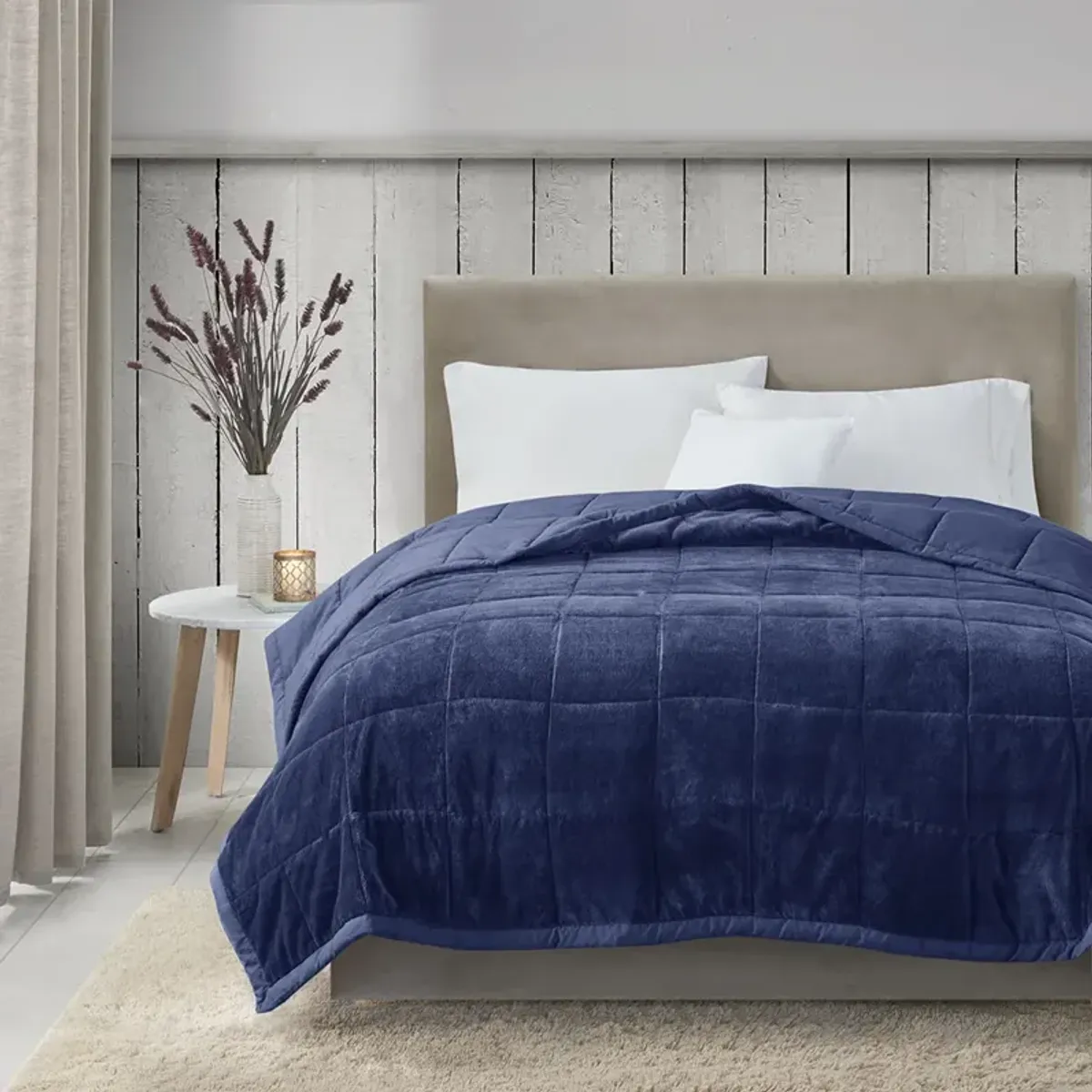 Madison Park Coleman Navy Reversible HeiQ Smart Temperature Down Alternative Blanket