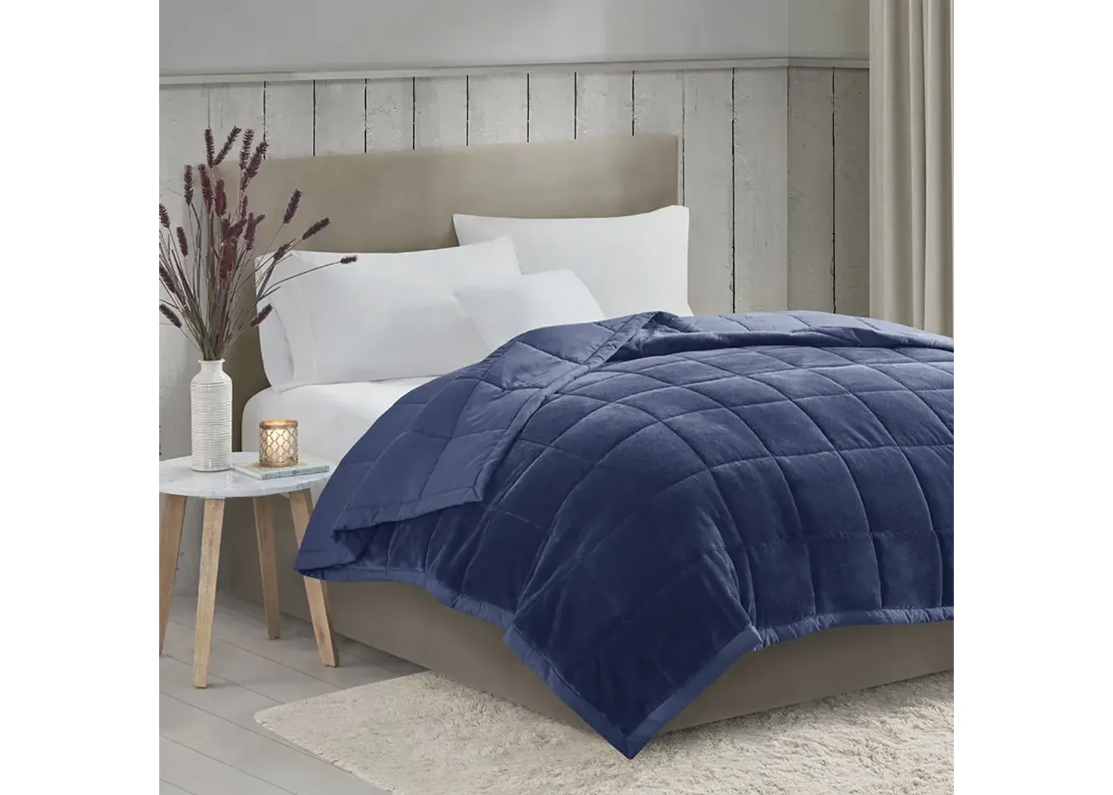 Madison Park Coleman Navy Reversible HeiQ Smart Temperature Down Alternative Blanket