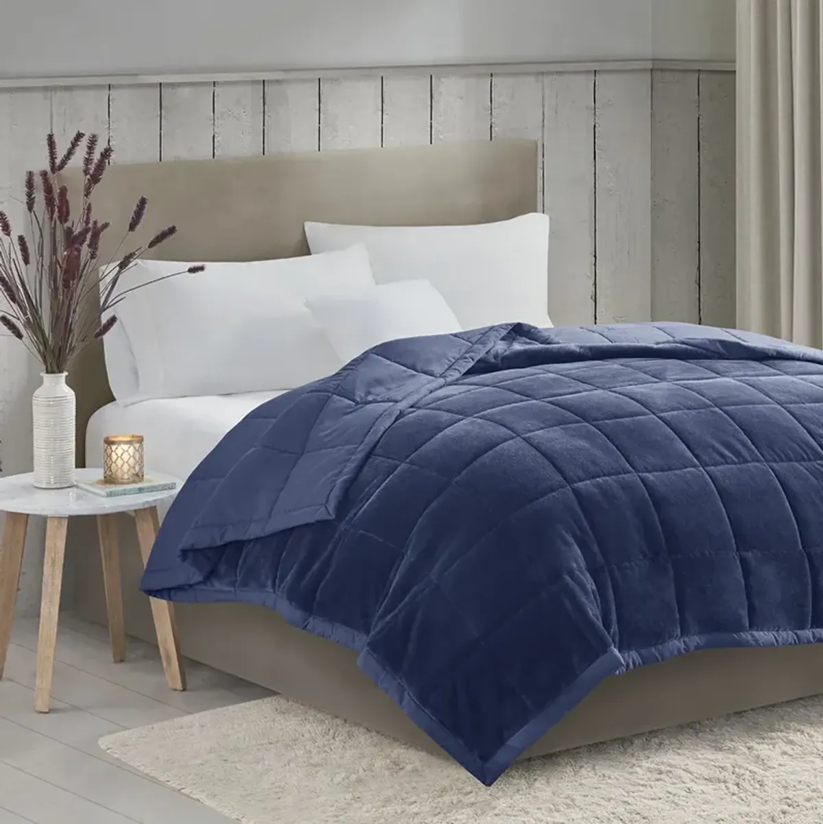 Madison Park Coleman Navy Reversible HeiQ Smart Temperature Down Alternative Blanket