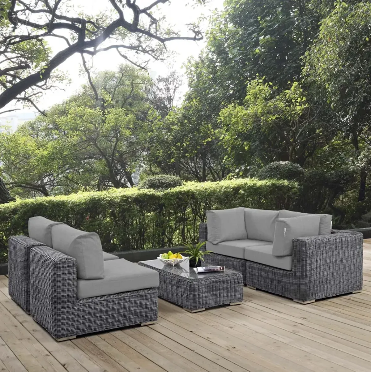 Summon 5 Piece Outdoor Patio Sunbrella® Sectional Set