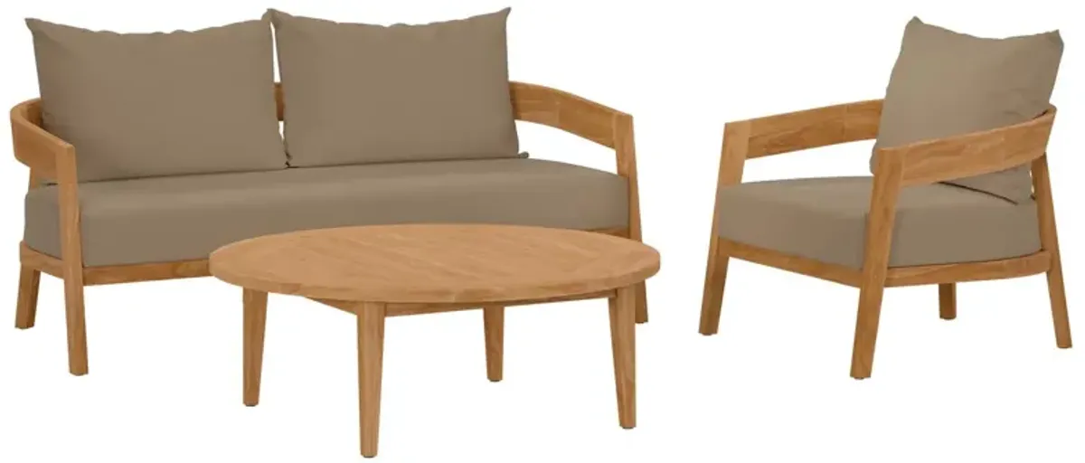 Brisbane 3-Piece Teak Wood Outdoor Patio Set