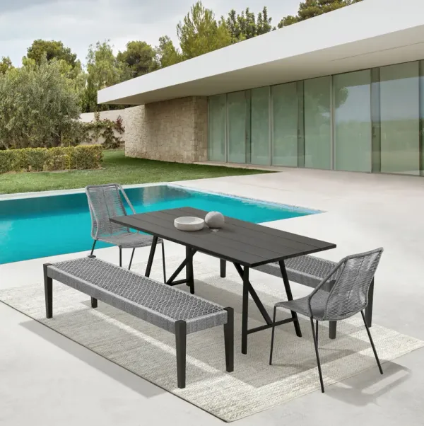 Koala Clip and Camino 5 Piece Outdoor Dining Set in Dark Eucalyptus with Gray Rope